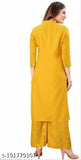 Mirror work rayon kurta set with palazzos, solid net, three-quarter sleeves, Indian fashion
