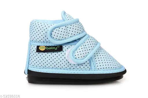 Blue polka dot casual baby shoes with Velcro straps