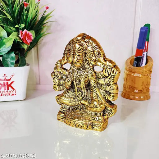 Metal oxide Hanuman panchmukhi idol for wall hanging, gift decor - 12cm x 11.5cm x 2.5cm (Indian)