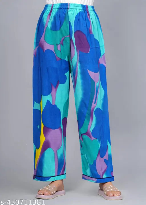 Viscose rayon printed night suit set for women, size options available