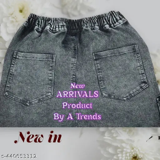 Black jeans with elastic waistband, trendy style for men or boys