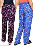 Soft rayon night pants and dress set, rayon print on combo pants and dress
