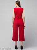 Stylish Fermine cut Lycra jumpsuit for women, solid net black partywear by RICHAFASHION
