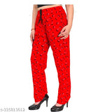 Women's track pants in a printed cotton fabric, featuring attractive colors and beautiful designs suitable for nightwear and lounge wear