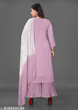 Diamond embroidered kurta with matching sharara and dupatta, vibrant pink and white