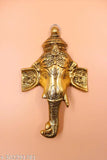 Gold-plated antique Ganesh wall hanging idol (3.5cm x 13.5cm x 22cm), traditional home decor for entrance door, living room, or office