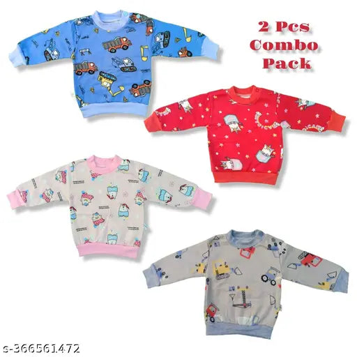 Winter semi wool Morvika Clothing Sets (2pcs combo pack) - Unisex full sleeve t-shirt and pants for infants in bright colors