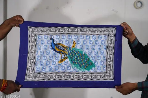 Mor Print Jaipuri Cotton Double Bedsheet with 2 Pillow Cover's