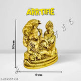 Metal Laxmi Narayana Ji God Idol, 11cm x 11cm x 9cm, 100% handcrafted Indian artifact for spiritual peace and prosperity