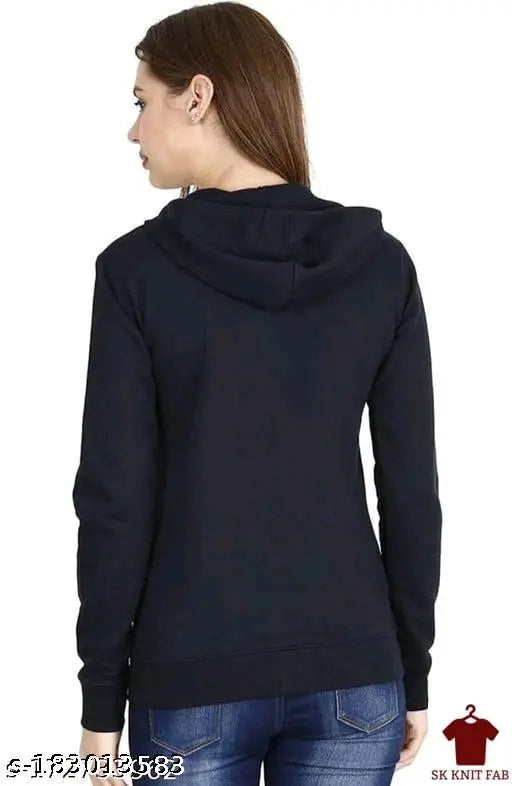 Fleece solid hoodie jacket, long sleeves, size S (34in bust, 24in length), made in India