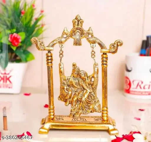 Metal Krishna idol with Radha, Swing-on Jhula design by Shri Ganesh ji Enterprise. Indian made Lord Radha Krishna statue