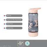 Peach space-themed sipper water bottle for kids, durable plastic construction, BIS/ISI certified (600ml)