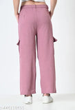 Trendy cotton blend cargo pants for women with 4 pockets