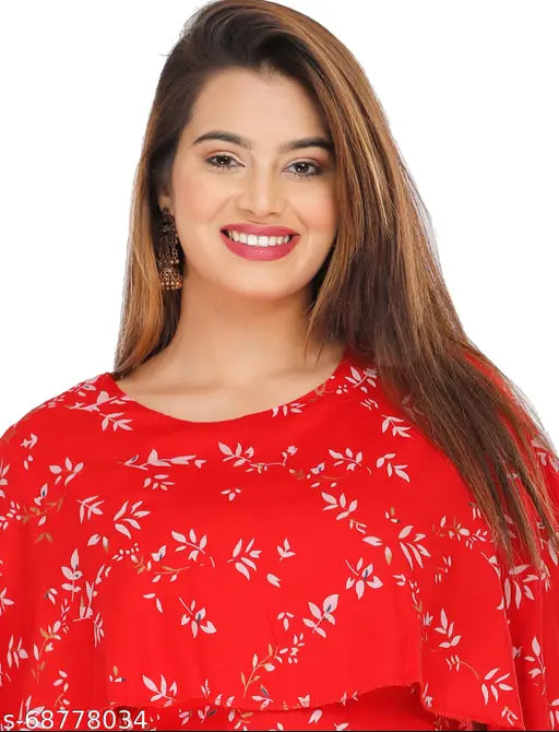 Handwoven rayon long kurti for regular wear, girls flared kurta with short sleeves and printed combo. Indian origin, NANAK FEB design features blurry ikat pattern