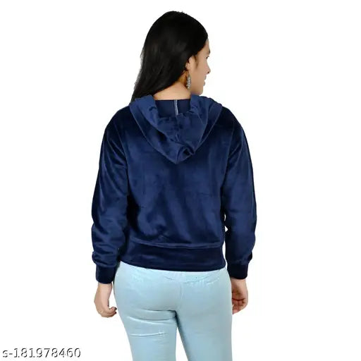 Velvet girl's winter chain jacket sweatshirt with hood in self-design patterns, sizes 8-9 years, 9-10 years, 10-11 years, 11-12 years, and 12-13 years. Made in India