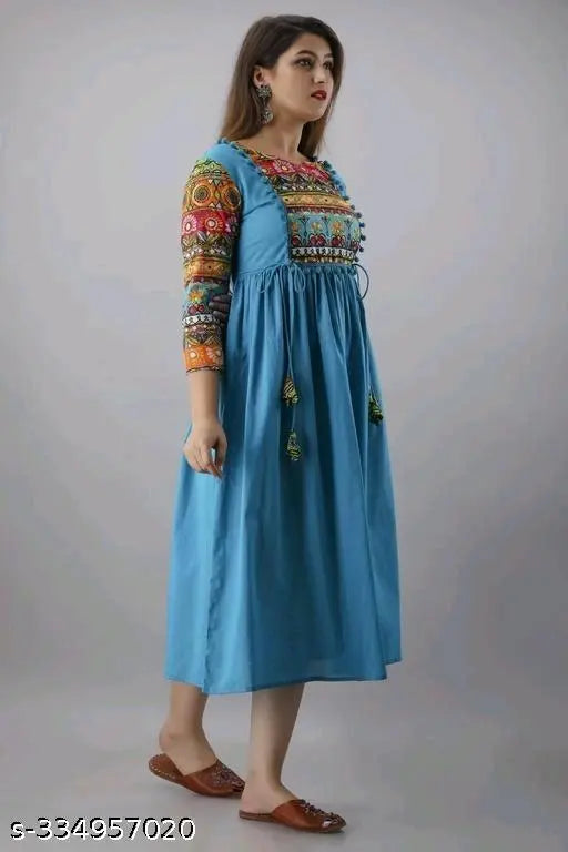 Blue Anarkali kurta with intricate embroidery