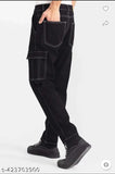 Bootleg jeans, black denim material for men
