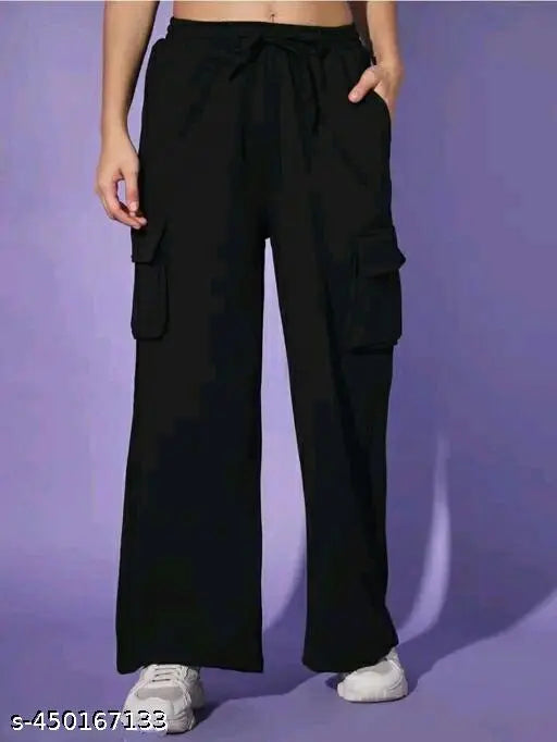 High-quality cotton blend solid cargo trousers combo pck (2N, S-XL), elasticized waistband, multiple pockets, unparalleled comfort for indoor/outdoor use