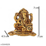 Metal Book Ganesha with Laxmi Ganesha Diya, ornamental Indian god idol, 7cm x 7cm x 5cm, handcrafted metal art