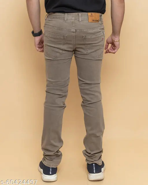 RIGBONE Men's solid beige denim jeans, stretchable narrow fit comfort denim pant in beige color