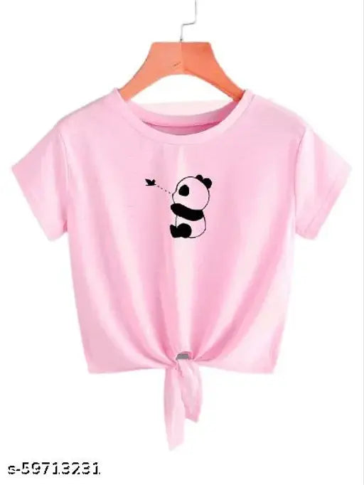 Classic Designer Women's Lycra t-shirt with short sleeves, printed pattern, and XS size (34in bust, 19in length). Representative image, slight color variation may occur