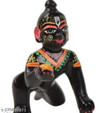 Black brass Krishna idol, black bal gopal 4no on display stand, Indian religious figurine for home decor