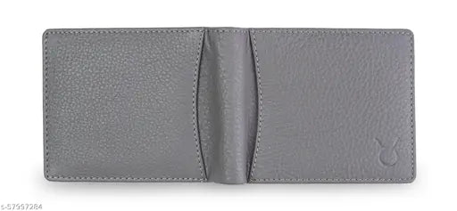 Hide Horn grey leather RFID men's wallet, solid pattern, RFID protected, 2 compartments, 6 card slots, gift-packaged