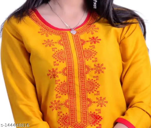 Rayon embroidered women's kurta palazzo set, printed net with three-quarter sleeves, Indian origin