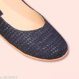 Black synthetic ballerinas with textured pattern and new sparkle bellies, perfect for women's fashion, slip-on style, durable and comfortable. Made in India