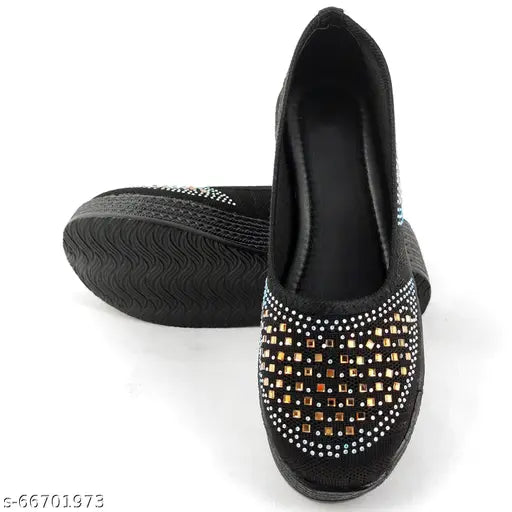 Embellished net synthetic ballet flats, Indian footwear for comfort and style, size IND-8 (25cm x 8cm)