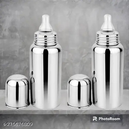 Stainless Steel 302 Grade, lightweight leak-proof baby feeding bottle (pack of 2), 250ml each - durable design for newborns and toddlers
