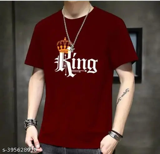 Stylish King print unisex cotton blend half sleeves t-shirt, premium casual wear in multiple sizes