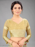 Unstitched saree with satin pattta design, for fancy wear