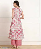 Aakarsha voguish women's cotton kurta sets - sleeveless printed net palazzos, Indian origin