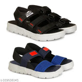 Black flip flops with red lining and black adjustable straps, perfect for daily wear