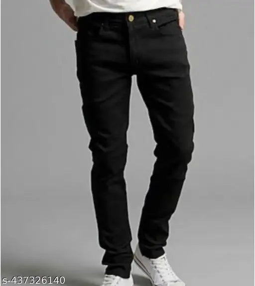 Black slim fit denim pants, high waist