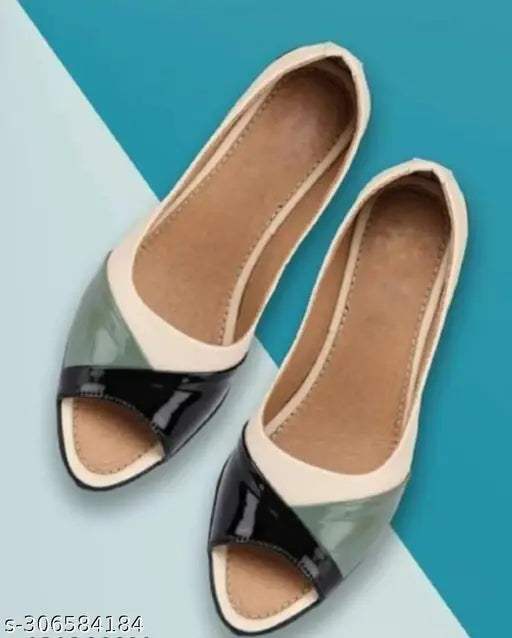 Stylish multicolor synthetic leather bellies (CREAM) for women - slip-on ballet flats, MAHI & LOOKS branded