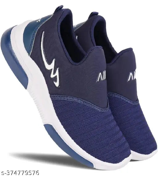 Blue sports shoe, casual design, Nike logo