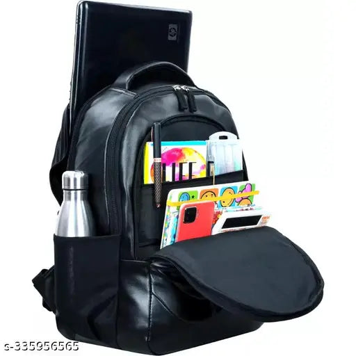 Leather net laptop backpack, 35 litres for students & professionals, comfortable and lightweight design with adjustable straps