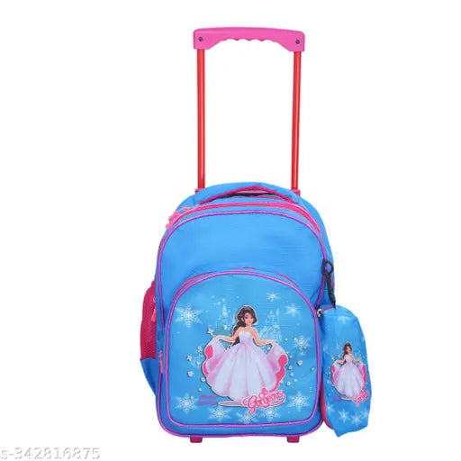 Blue waterproof trolley bag, 20L Wonder girl school bag. Polyester net, free size. Indian Riders product