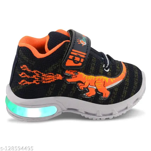 Smartots casual sneakers, orange, multicolor, black laces, white LED lights