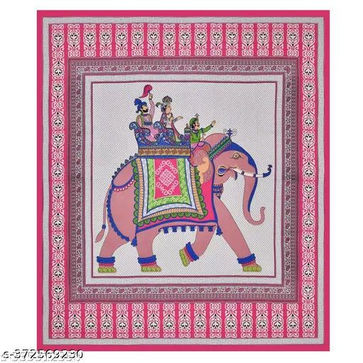 180 tc Pure Jaipuri Double bed Cotton Bedsheet Combo of 1 Bedsheet And 2 Complementary Pillow Cover