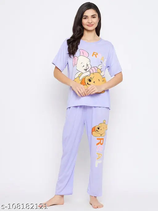 Viscose rayon printed nightsuit set, comfortable and stylish pyjamas for women