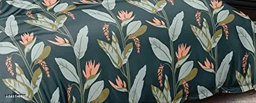 ZCI Cotton King Floral Flat Bedsheet (Pack of 1, Green-Leaves) Size - Double bed