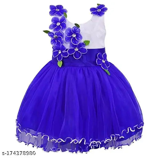 Silver kraft knee-length baby girls dress with flower embroidery