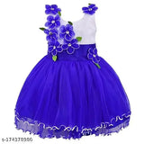 Silver kraft knee-length baby girls dress with flower embroidery