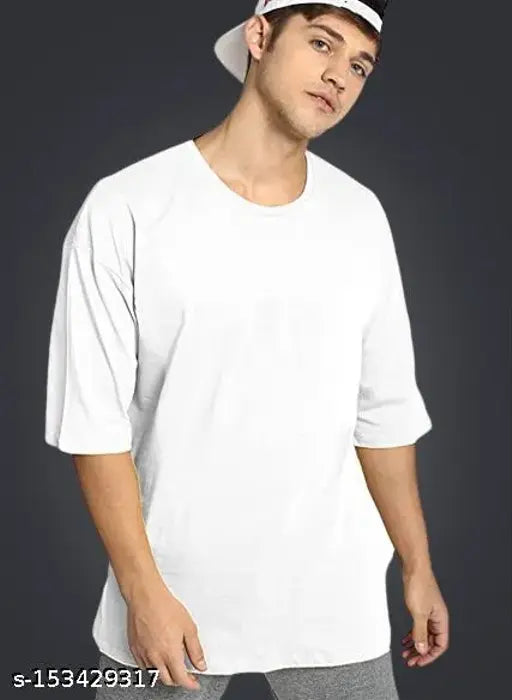 trendy white cotton oversize t-shirt, classic graphic design, premium quality drop shoulder for men