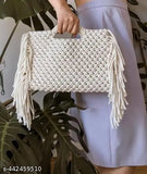 Handmade macrame fringe handbag