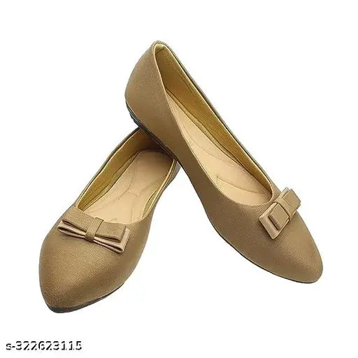 Synthetic beige Women's flats (Slip-on), solid pattern ballerinas from Dignity Shoe Mart. Ind-3 to Ind-8 sizes available