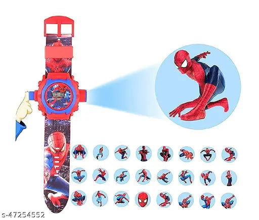 Stylish kids unisex watch with red strap, Spiderman logo